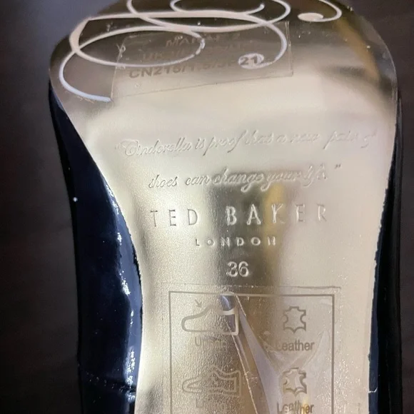 Ted Baker London Glossy Black Heels with Gold Detail - Picture 11 of 11